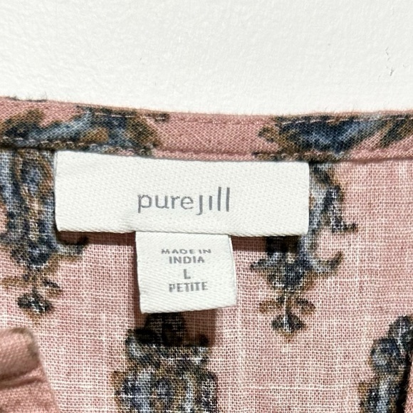 J. Jill Stamped Folkloric Stamped Cotton Linen Blend Tunic Size Petite Large - Picture 2 of 14